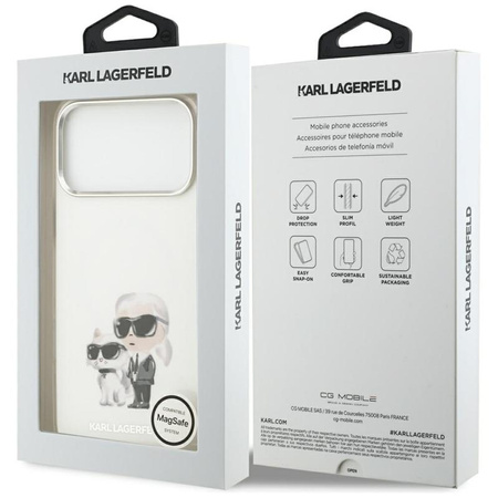 Karl Lagerfeld IML Aquarelle Karl & Choupette & Logo MagSafe - Case for iPhone 17 Pro Max (white)