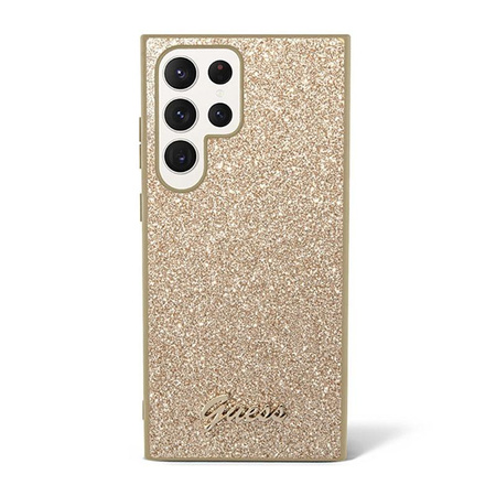 Guess Glitter Flakes Metall Logo Case - Samsung Galaxy S23 Ultra (Gold)