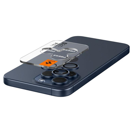 Spigen Optik Pro GLAS.TR EZ Fit Camera Protector 2-Pack - ochranné sklo objektivu pro iPhone 15 Pro / 15 Pro Max / iPhone 14 Pro / 14 Pro Max (2 ks) (Blue Ti)