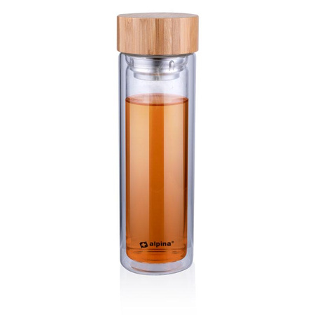 GLASWASSERFLASCHE MIT BPA-FREIEM FILTER, für Tee, Etui, Alpina, 450ml