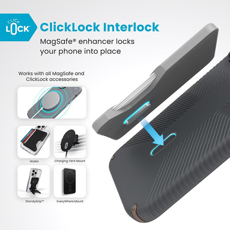 Speck Presidio2 Grip ClickLock & MagSafe - iPhone 16 Pro Max Case (Charcoal Grey / Cool Bronze / White)