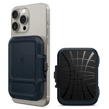 Spigen Lock Fit MagSafe - mágneses pénztárca (Metal Slate)