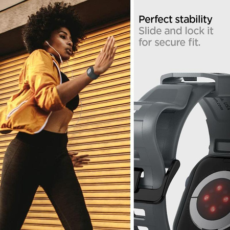 Spigen Rugged Armor Pro - Bracelet avec étui pour Apple Watch 4/5/6/7/8/9/SE 44/45 mm (Gris foncé)