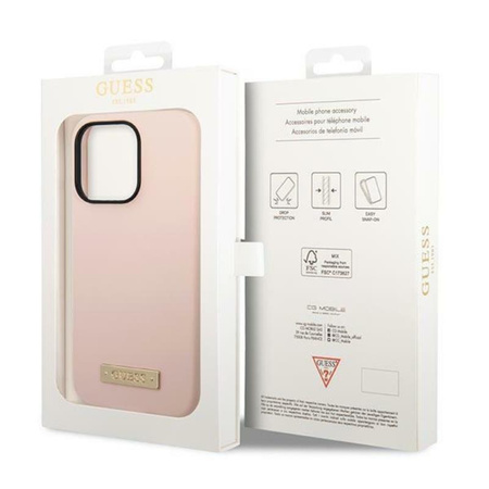 Guess Silicone Logo Plate MagSafe - iPhone 14 Pro Max Case (pink)
