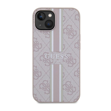 Guess 4G Coque MagSafe à rayures imprimées pour iPhone 14 Plus (rose)