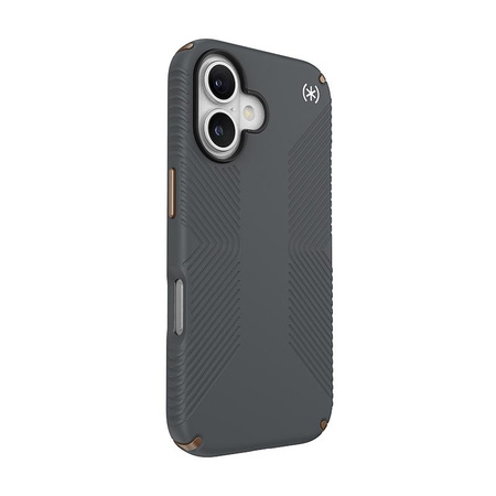 Speck Presidio2 Grip - pouzdro pro iPhone 16 (Charcoal Grey / Cool Bronze / White)