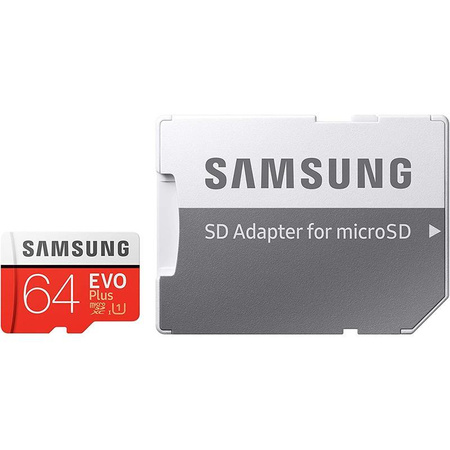 Carte mémoire Samsung microSDXC Evo+ - 64 Go Class 10 UHS-I U1 100/20 Mo/s avec adaptateur