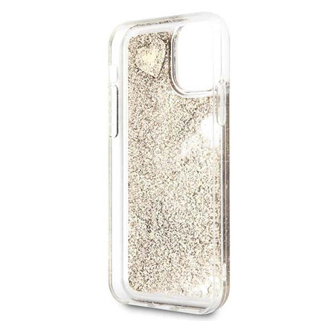 Guess Liquid Glitter Hearts - iPhone 11 Pro tok (arany)