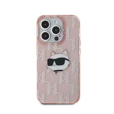 Karl Lagerfeld IML Choupette Head & Monogram - pouzdro pro iPhone 15 Pro Max (růžové)