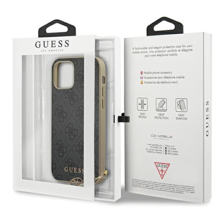 Kolekce Guess 4G Charms - pouzdro pro iPhone 12 / iPhone 12 Pro (šedé)