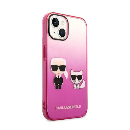 Karl Lagerfeld Gradient Ikonik Karl & Choupette - pouzdro pro iPhone 14 Plus (růžové)