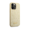 Guess Glitter Flakes Metal Logo Case - pouzdro pro iPhone 14 Pro (zlaté)