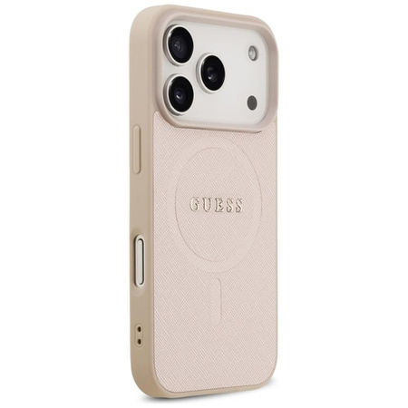 ETUI DO IPHONE 17 PRO do MAGSAFE GUESS SAFFIANO ORYGINALNE RÓŻOWE CASE