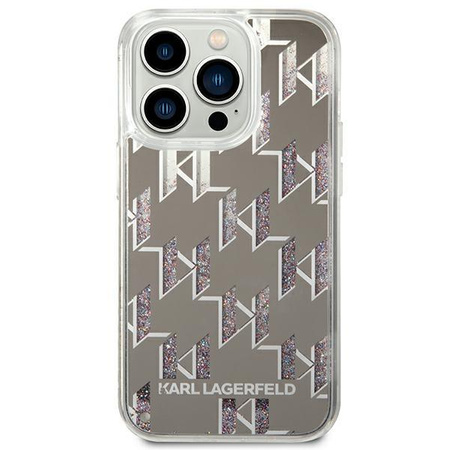 Karl Lagerfeld Monogram Liquid Glitter - Hülle für iPhone 14 Pro (Silber)