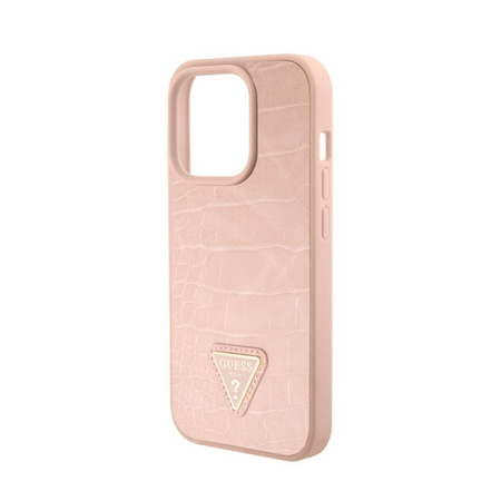 Guess Croco Triangle Metal Logo - Coque iPhone 15 Pro (rose)