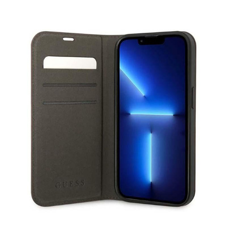 Guess 4G Metal Camera Outline Booktype Case - Etui iPhone 14 Plus (brązowy)