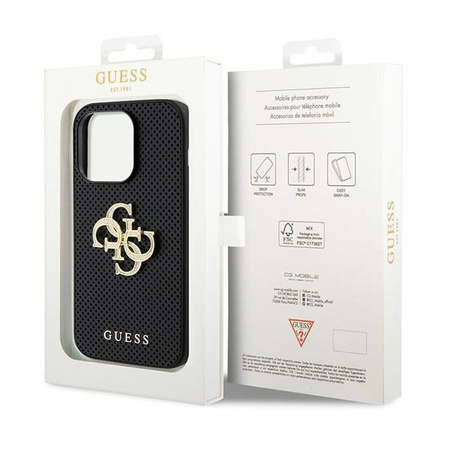 Guess Perforált 4G Glitter - iPhone 15 Pro tok (fekete)