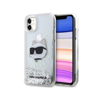 Karl Lagerfeld Liquid Glitter NFT Choupette Head - iPhone 11 tok (ezüst)