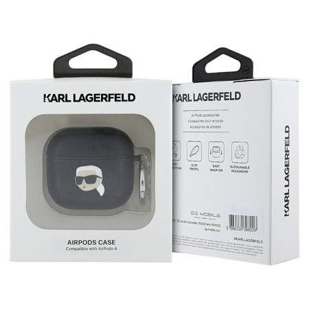Karl Lagerfeld Monogram Karl Head - AirPods 4 Gehäuse (schwarz)