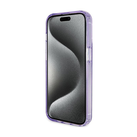 Guess Ring Stand Script Glitter MagSafe - iPhone 15 Pro Case (purple)