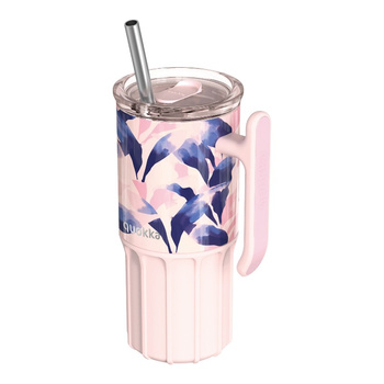 Quokka Umi - 720 ml Stainless Steel Thermal Mug with Straw and Silicone Base (Blue Feather)