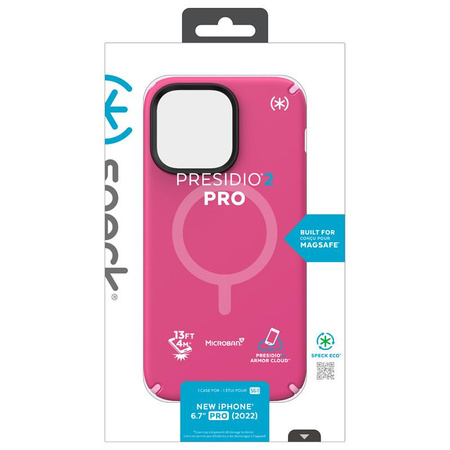 Speck Presidio2 Pro MagSafe - antibakteriální pouzdro pro iPhone 14 Pro Max (Digitalpink / Blossompink / White)