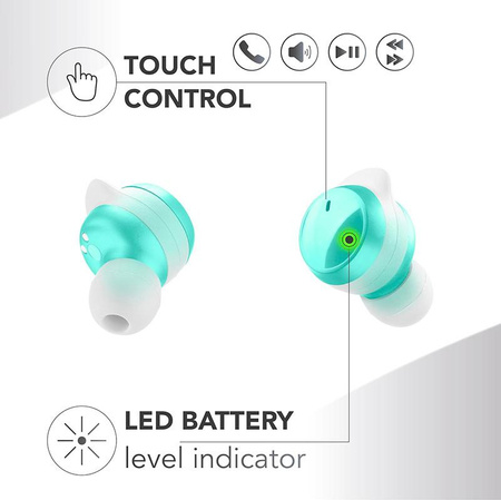 Cellularline Music Sound Flow - V5.3 TWS vezeték nélküli Bluetooth fejhallgató töltőtokkal (zöld)