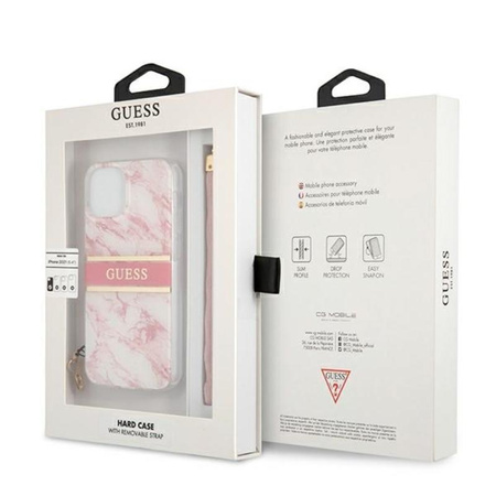 Guess Marble Strap - pouzdro pro iPhone 13 (růžové)