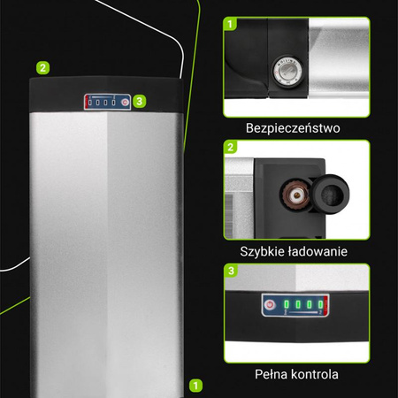 Green Cell - E-Bike battery with charger 36V 20Ah 720Wh Li-Ion RCA