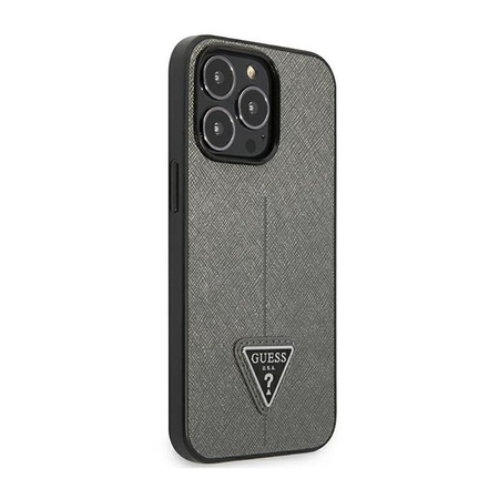 Guess Saffiano Triangle Logo Case - Case for iPhone 14 Pro (Silver)