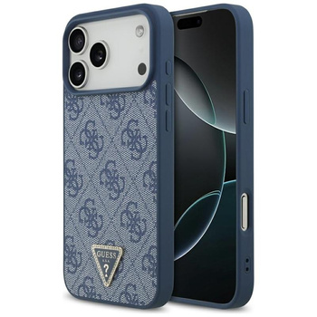 Guess Leather 4G Triangle Strass MagSafe - Hülle iPhone 17 Pro Max (Blau)