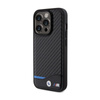 BMW Leather Carbon Blue Line MagSafe - iPhone 15 Pro Case (black)