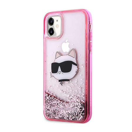 Karl Lagerfeld Liquid Glitter NFT Choupette Head - Coque iPhone 11 (rose)