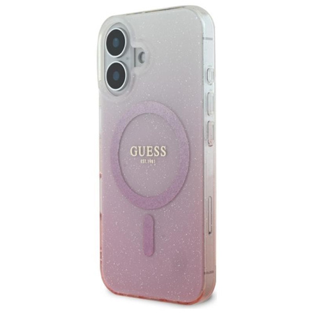 Guess IML Glitter Gradient MagSafe - Coque iPhone 16 (rose)