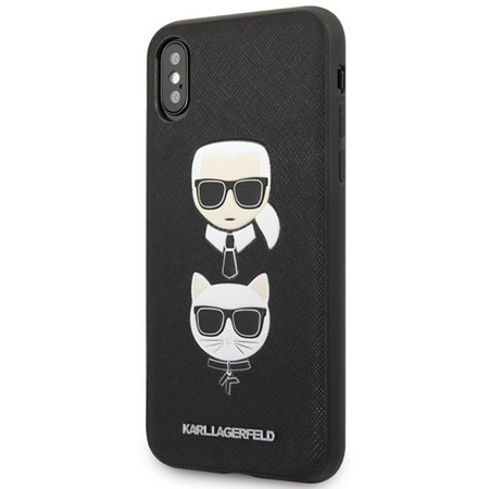 Karl Lagerfeld Saffiano Karl & Choupette Heads - iPhone Xs Max Tasche (schwarz)