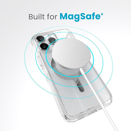 Speck Gemshell Grip + MagSafe - Coque pour iPhone 15 Pro Max (Transparent / Finition Chrome)