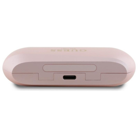 Guess Logo imprimé métallique allongé - TWS Casque Bluetooth + étui de chargement (rose)
