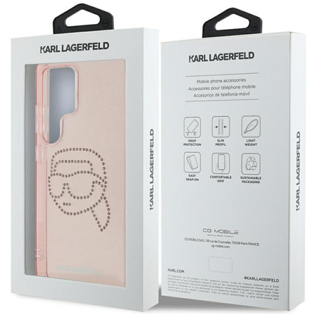 Karl Lagerfeld Rhinestones Karl Head Logo - Etui Samsung Galaxy S25 Ultra (różowy)