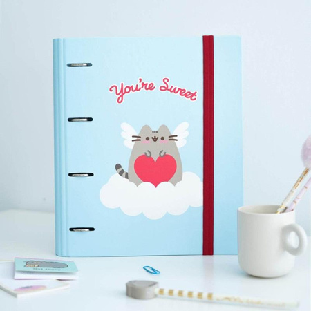 Pusheen - A4 binder from Purrfect Love collection with cards (4 rings, rubber band)