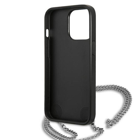 Karl Lagerfeld Kožené pouzdro s texturou a řetízkem - iPhone 13 Pro Max (černé)