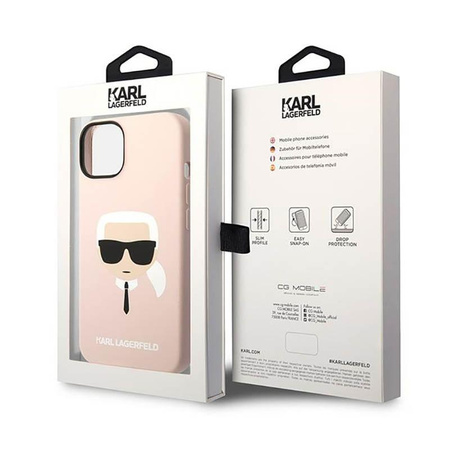 Karl Lagerfeld Silicone Iconic Karl`s Head - Coque pour iPhone 14 Plus (rose)