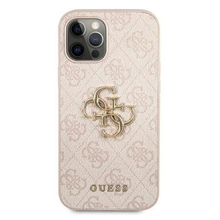 Guess 4G Big Metal Logo - pouzdro pro iPhone 12 / iPhone 12 Pro (růžové)