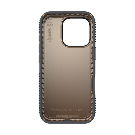 Speck Presidio2 Grip - iPhone 16 Pro Tasche (Holzkohle Grau / Cool Bronze / Weiß)