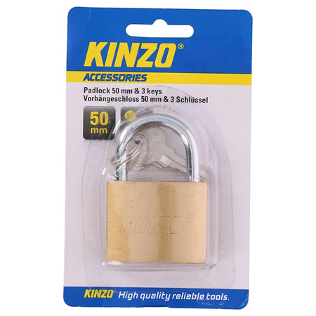 Kinzo - 50 mm brass padlock with 3 keys