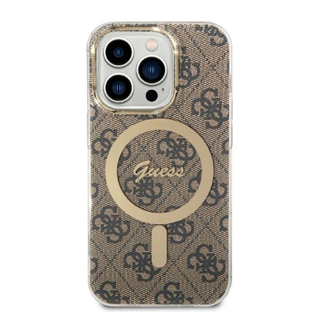 Guess Bundle Pack MagSafe 4G - MagSafe iPhone 14 Pro Max Case + Charger Set (brown/gold)