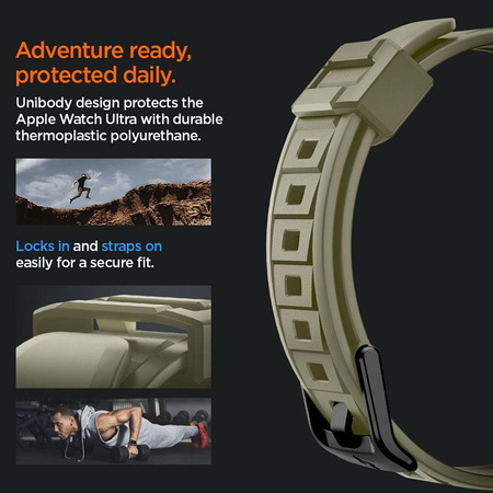 Spigen Rugged Armor Pro - Armband mit Gehäuse für Apple Watch Ultra 49 mm (Vintage Khaki)