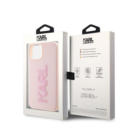 Karl Lagerfeld 3D Rubber Glitter Logo - iPhone 15 Plus Case (pink)