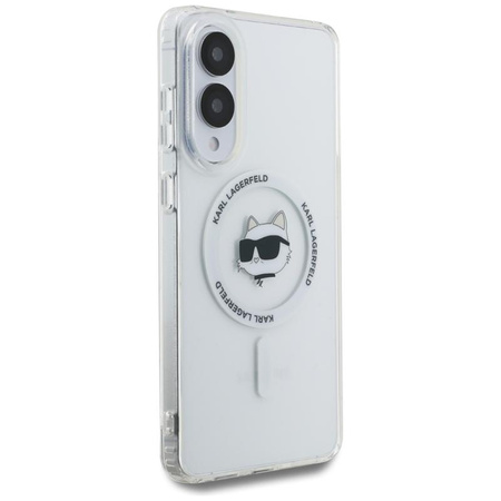 Karl Lagerfeld Button Choupette Head Printed Logo MagSafe – Pouzdro pro Samsung Galaxy S25 Edge (bílé)