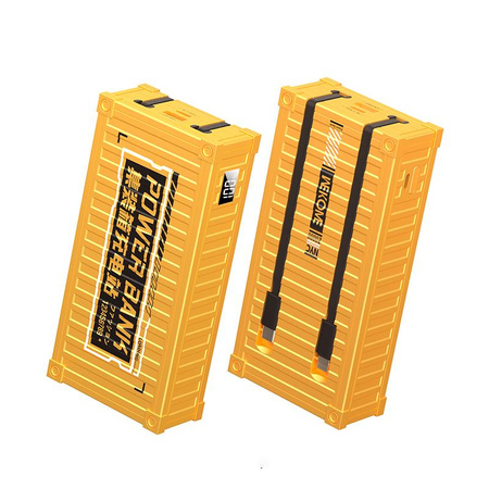 WEKOME WP-341 Container Series - Power bank 20000 mAh Super Charging integrált USB-C és Lightning PD 20W + QC 22.5W kábellel (sárga)