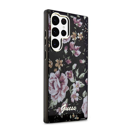 Guess Flower Collection - pouzdro pro Samsung Galaxy S23 Ultra (černé)